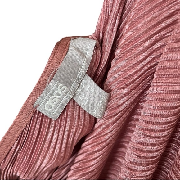 ASOS Plisse Surplice Faux Wrap Long Sleeve Midi Dress size 16 - Picture 4 of 5